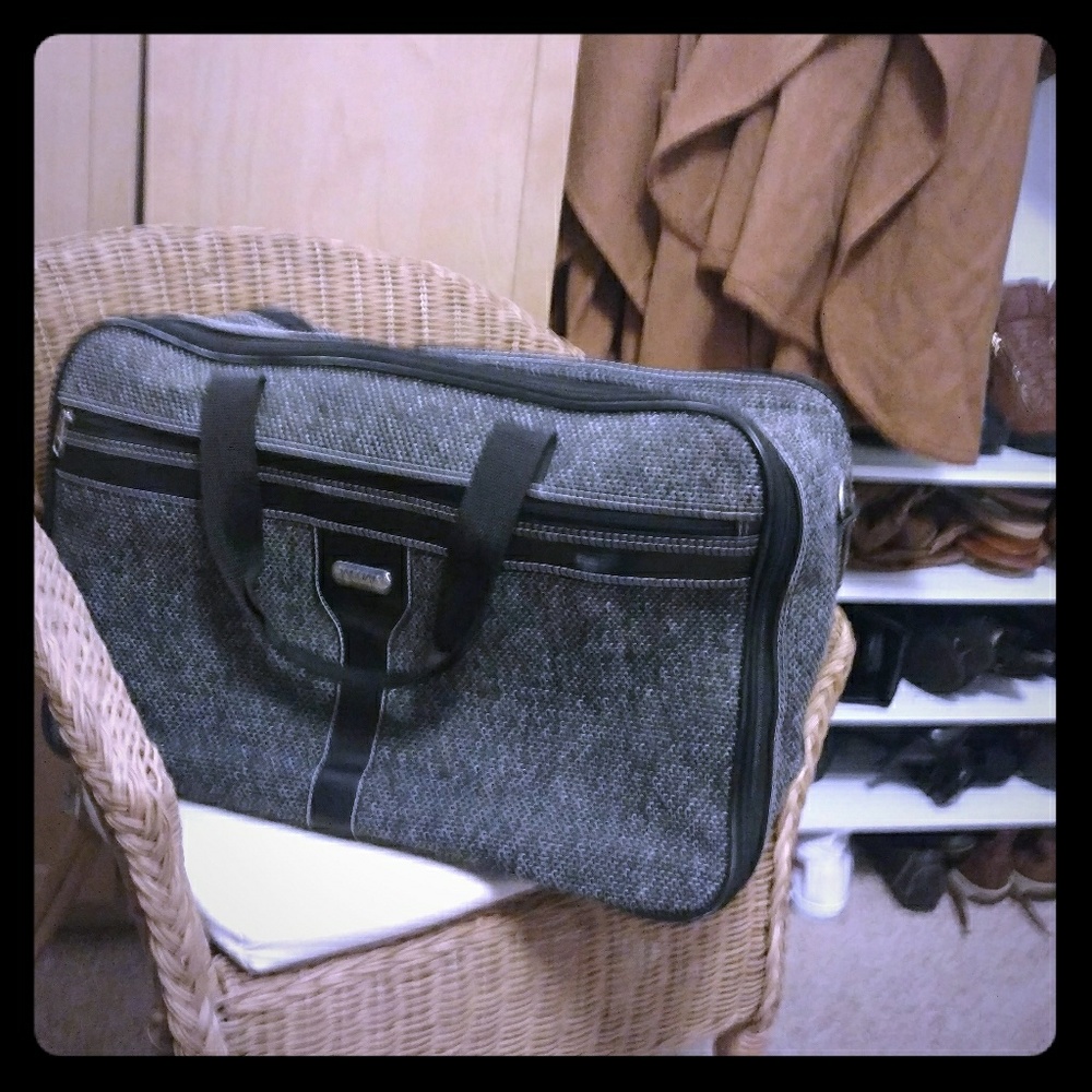 Vintage Jaguar tweed suitcase
